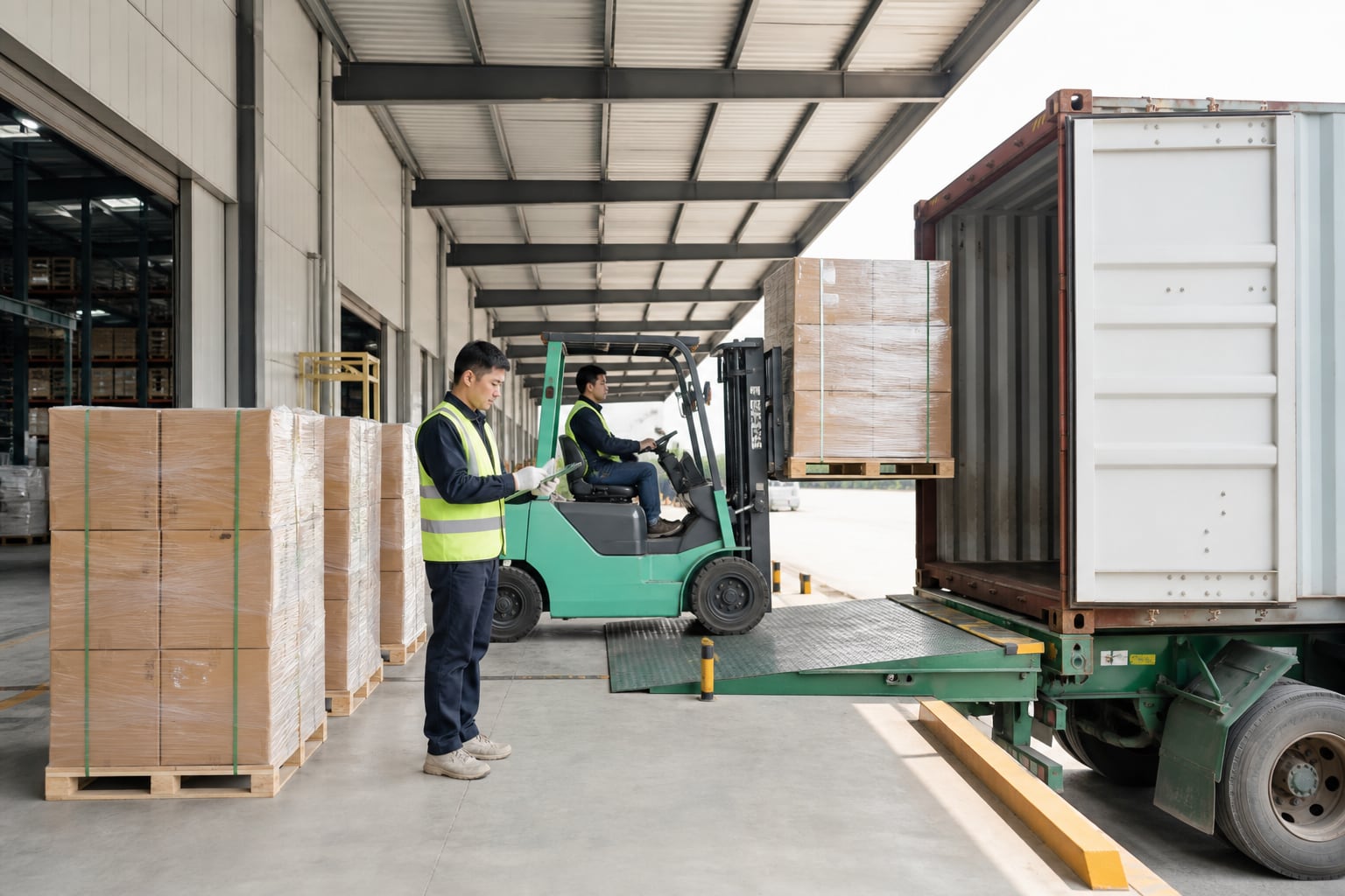 Export logistics and container handover concept view